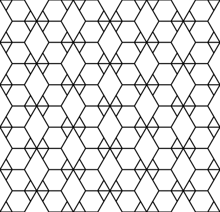 Vector modern seamless geometry pattern, black and white abstract geometric background, subtle pillow print, monochrome retro texture, hipster fashion designのイラスト素材