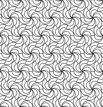 Vector modern seamless geometry pattern twirl, black and white abstract geometric background, subtle pillow print, monochrome retro texture, hipster fashion designのイラスト素材
