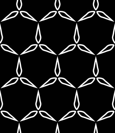 Vector modern seamless geometry pattern hexagon, black and white abstract geometric background, pillow print, monochrome retro texture, hipster fashion designのイラスト素材