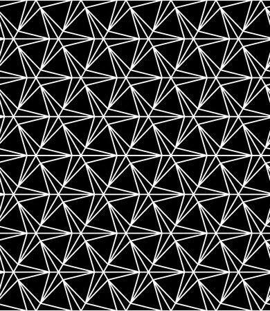 Vector modern seamless geometry pattern three point star, black and white abstract geometric background, pillow print, monochrome retro texture, hipster fashion designのイラスト素材