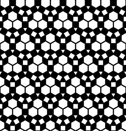 Vector modern seamless geometry pattern, black and white abstract geometric background, subtle pillow print, monochrome retro texture, hipster fashion designのイラスト素材