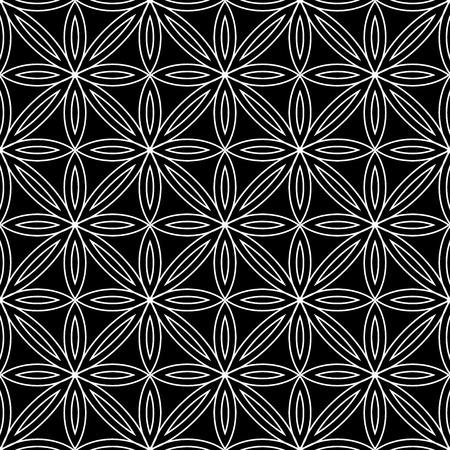 Vector modern seamless geometry pattern, black and white abstract geometric background, subtle pillow print, monochrome retro texture, hipster fashion designのイラスト素材