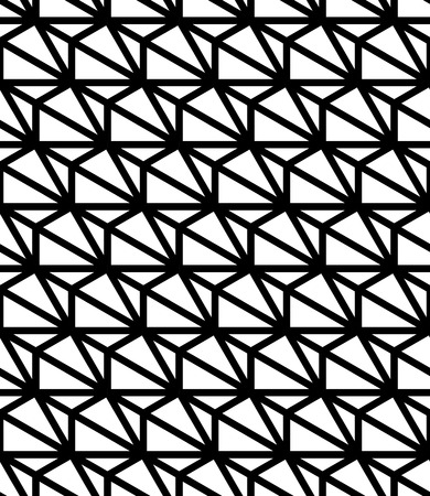Vector modern seamless geometry pattern hexagon, black and white abstract geometric background, subtle pillow print, monochrome retro texture, hipster fashion designのイラスト素材