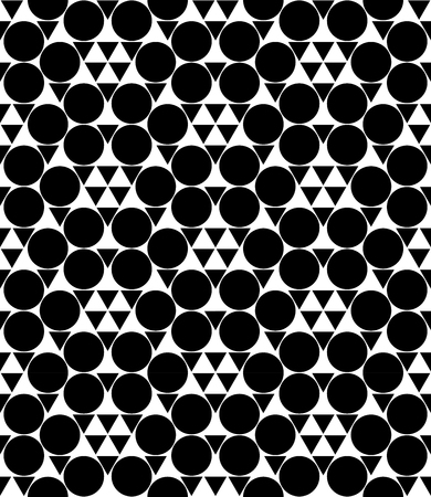 Vector modern seamless sacred geometry pattern, black and white abstract geometric background, subtle pillow print, monochrome retro texture, hipster fashion designのイラスト素材