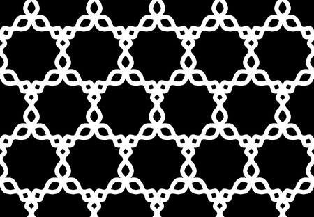 Vector modern seamless geometry pattern hexagon, black and white abstract geometric background, pillow print, monochrome retro texture, hipster fashion designのイラスト素材