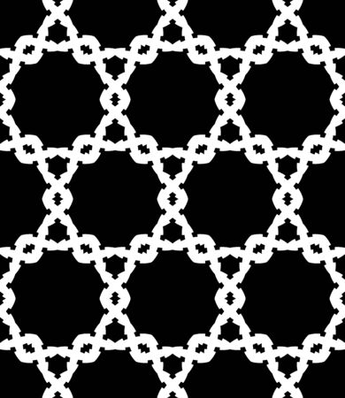 Vector modern seamless geometry pattern, black and white abstract geometric background, subtle pillow print, monochrome retro texture, hipster fashion designのイラスト素材
