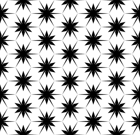 Vector modern seamless geometry pattern floral, black and white abstract geometric background, subtle pillow print, monochrome retro texture, hipster fashion designのイラスト素材