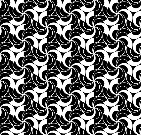 Vector modern seamless geometry pattern twirl, black and white abstract geometric background, subtle pillow print, monochrome retro texture, hipster fashion designのイラスト素材