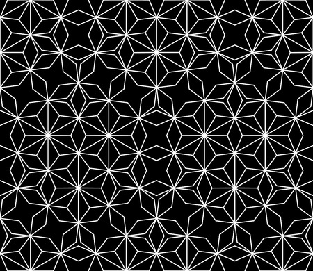Vector modern seamless geometry pattern floral, black and white abstract geometric background, subtle pillow print, monochrome retro texture, hipster fashion designのイラスト素材
