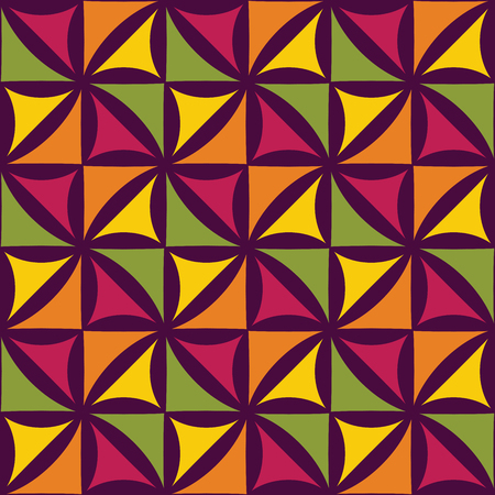 Vector modern seamless colorful geometry floral pattern, color abstract geometric background, pillow multicolored print, retro texture, hipster fashion designのイラスト素材
