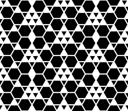 Vector modern seamless geometry pattern, black and white abstract geometric background, subtle pillow print, monochrome retro texture, hipster fashion designのイラスト素材