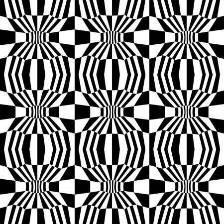 Vector hipster abstract psychadelic geometry trippy pattern with 3d illusion, black and white seamless geometric background, subtle pillow and bad sheet print, creative art deco, simple texture, modern fashion designのイラスト素材