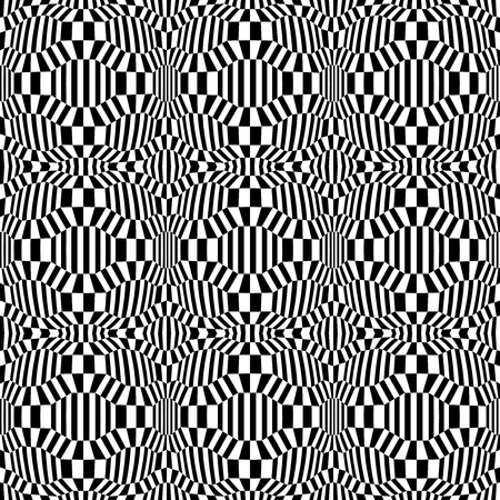 Vector hipster abstract psychadelic geometry trippy pattern with 3d illusion, black and white seamless geometric background, subtle pillow and bad sheet print, creative art deco, simple texture, modern fashion designのイラスト素材