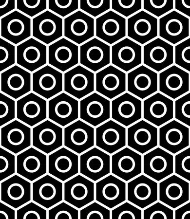 Vector modern seamless geometry pattern hexagon, black and white abstract geometric background, subtle pillow print, monochrome retro texture, hipster fashion designのイラスト素材