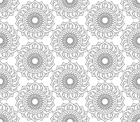 Abstract geometric black and white fashion design print sun mandala pattern textureのイラスト素材