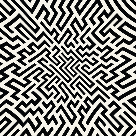Vector graphic abstract geometry  maze pattern. black and white seamless geometric background . subtle pillow and bed sheet design. unique art deco. hipster fashion printのイラスト素材