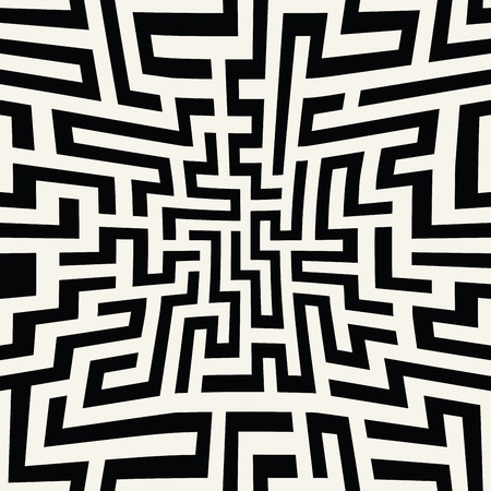 Vector graphic abstract geometry  maze pattern. black and white seamless geometric background . subtle pillow and bed sheet design. unique art deco. hipster fashion printのイラスト素材