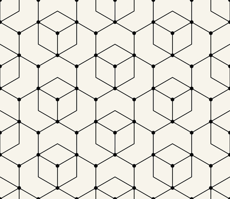seamless geometric line grid vector cubes patternのイラスト素材