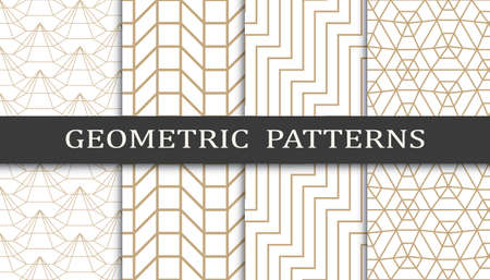 Set of geometric seamless patterns. Abstract geometric graphic design print pattern. Seamless geometric golden lines pattern.のイラスト素材