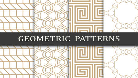 Set of geometric seamless patterns. Abstract geometric graphic design print pattern. Seamless geometric golden lines pattern.のイラスト素材