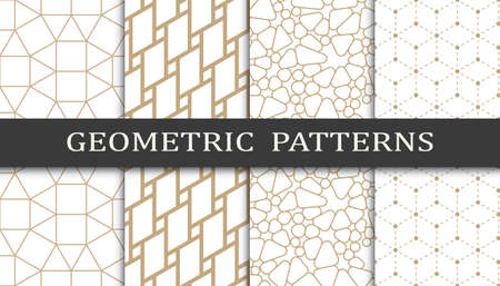 Set of geometric seamless patterns. Abstract geometric graphic design print pattern. Seamless geometric golden lines pattern.のイラスト素材