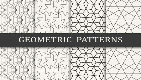 Set of geometric seamless patterns. Abstract geometric graphic design simple pattern. Seamless geometric lines pattern.のイラスト素材