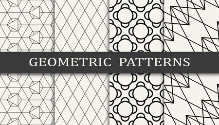 Set of geometric seamless patterns. Abstract geometric graphic design simple pattern. Seamless geometric lines pattern.のイラスト素材