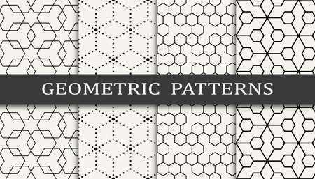 Set of geometric seamless patterns. Abstract geometric graphic design simple pattern. Seamless geometric lines pattern.のイラスト素材