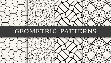 Set of geometric seamless patterns. Abstract geometric graphic design simple pattern. Seamless geometric lines pattern.のイラスト素材