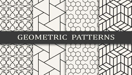 Set of geometric seamless patterns. Abstract geometric graphic design simple pattern. Seamless geometric lines pattern.のイラスト素材