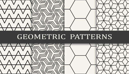 Set of geometric seamless patterns. Abstract geometric graphic design simple pattern. Seamless geometric lines pattern.のイラスト素材