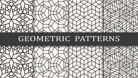 Set of geometric seamless patterns. Abstract geometric graphic design simple pattern. Seamless geometric lines pattern.のイラスト素材