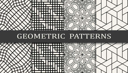Set of geometric seamless patterns. Abstract geometric graphic design simple pattern. Seamless geometric lines pattern.のイラスト素材