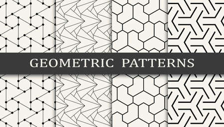 Set of geometric seamless patterns. Abstract geometric graphic design simple pattern. Seamless geometric lines pattern.のイラスト素材