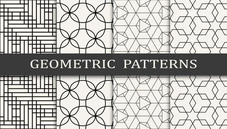 Set of geometric seamless patterns. Abstract geometric graphic design simple pattern. Seamless geometric lines pattern.のイラスト素材