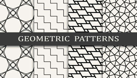 Set of geometric seamless patterns. Abstract geometric graphic design simple pattern. Seamless geometric lines pattern.のイラスト素材