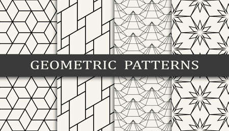 Set of geometric seamless patterns. Abstract geometric graphic design simple pattern. Seamless geometric lines pattern.のイラスト素材
