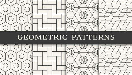 Set of geometric seamless patterns. Abstract geometric graphic design simple pattern. Seamless geometric lines pattern.のイラスト素材
