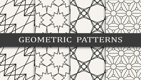 Set of geometric seamless patterns. Abstract geometric graphic design simple pattern. Seamless geometric lines pattern.のイラスト素材