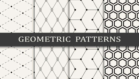 Set of geometric seamless patterns. Abstract geometric graphic design simple pattern. Seamless geometric lines pattern.のイラスト素材