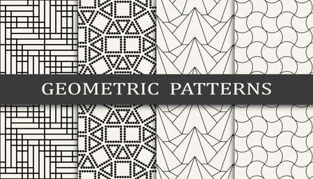 Set of geometric seamless patterns. Abstract geometric graphic design simple pattern. Seamless geometric lines pattern.のイラスト素材