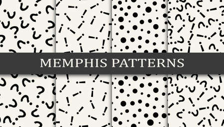 Set of geometric seamless patterns. Abstract memphis style graphic design pattern. Seamless memphis style pattern.のイラスト素材