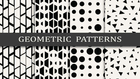 Set of geometric seamless patterns. Abstract memphis style graphic design pattern. Seamless memphis style pattern.のイラスト素材