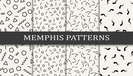 Set of geometric seamless patterns. Abstract memphis style graphic design pattern. Seamless memphis style pattern.のイラスト素材