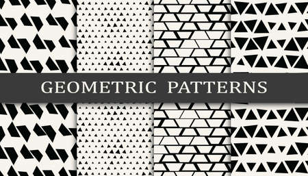 Set of geometric seamless patterns. Abstract memphis style graphic design pattern. Seamless memphis style pattern.のイラスト素材