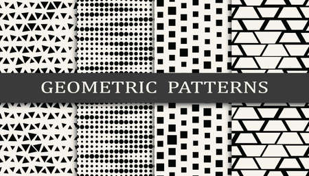 Set of geometric seamless patterns. Abstract memphis style graphic design pattern. Seamless memphis style pattern.のイラスト素材