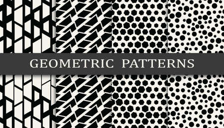 Set of geometric seamless patterns. Abstract memphis style graphic design pattern. Seamless memphis style pattern.のイラスト素材