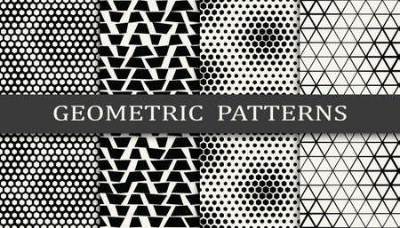 Set of geometric seamless patterns. Abstract memphis style graphic design pattern. Seamless memphis style pattern.のイラスト素材