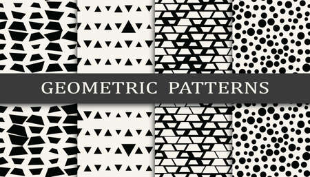 Set of geometric seamless patterns. Abstract memphis style graphic design pattern. Seamless memphis style pattern.のイラスト素材