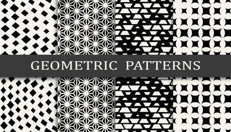 Set of geometric seamless patterns. Abstract memphis style graphic design pattern. Seamless memphis style pattern.のイラスト素材
